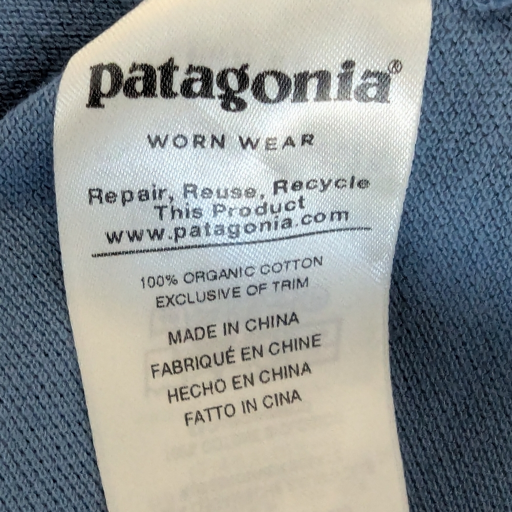Patagonia Men's Henley Short Sleeve Blue Polo Organic Cotton Shirt Sz M Relaxed - Picture 7 of 7